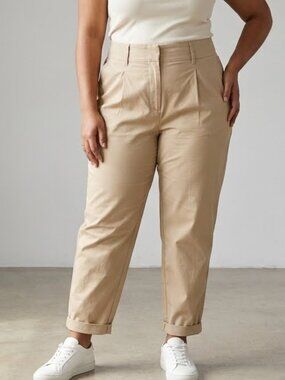 Love & Legend High Waist Pleated Tapered Ankle Pants Beige Size 18